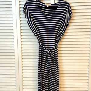 Navy & White Striped Casual Dress - possible maternity option